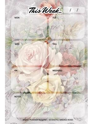 Weekly Planner Notepad : Vintage Roses, Daily Planning Pad for Organizing, Tasks, Goals, Schedule - Boganto