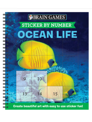 Brain Games - Sticker by Number: Ocean Life (Easy - Square Stickers): Create Beautiful Art with Easy to Use Sticker Fun! - Boganto