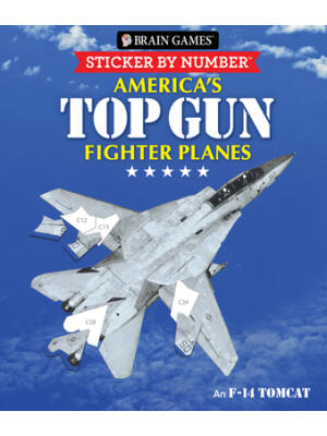 Brain Games - Sticker by Number: America's Top Gun Fighter Planes (28 Images to Sticker) - Boganto