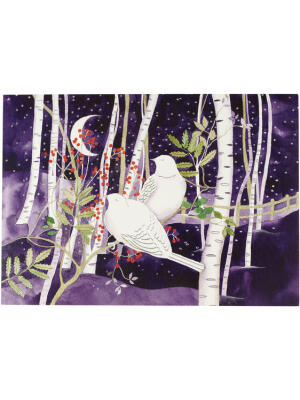 Doves in White Birches Deluxe Boxed Holiday Cards - Boganto