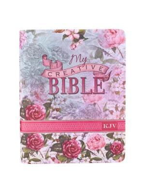 KJV Holy Bible, My Creative Bible, Faux Leather Flexcover - Ribbon Marker, King James Version, Pink Floral - Boganto