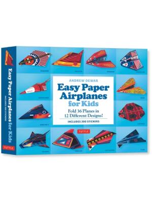 Easy Paper Airplanes for Kids Kit : Fold 36 Paper Planes in 12 Different Designs! (Includes 200 Stickers!) - Boganto