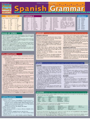 Spanish Grammar : A Quickstudy Laminated Reference Guide - Boganto